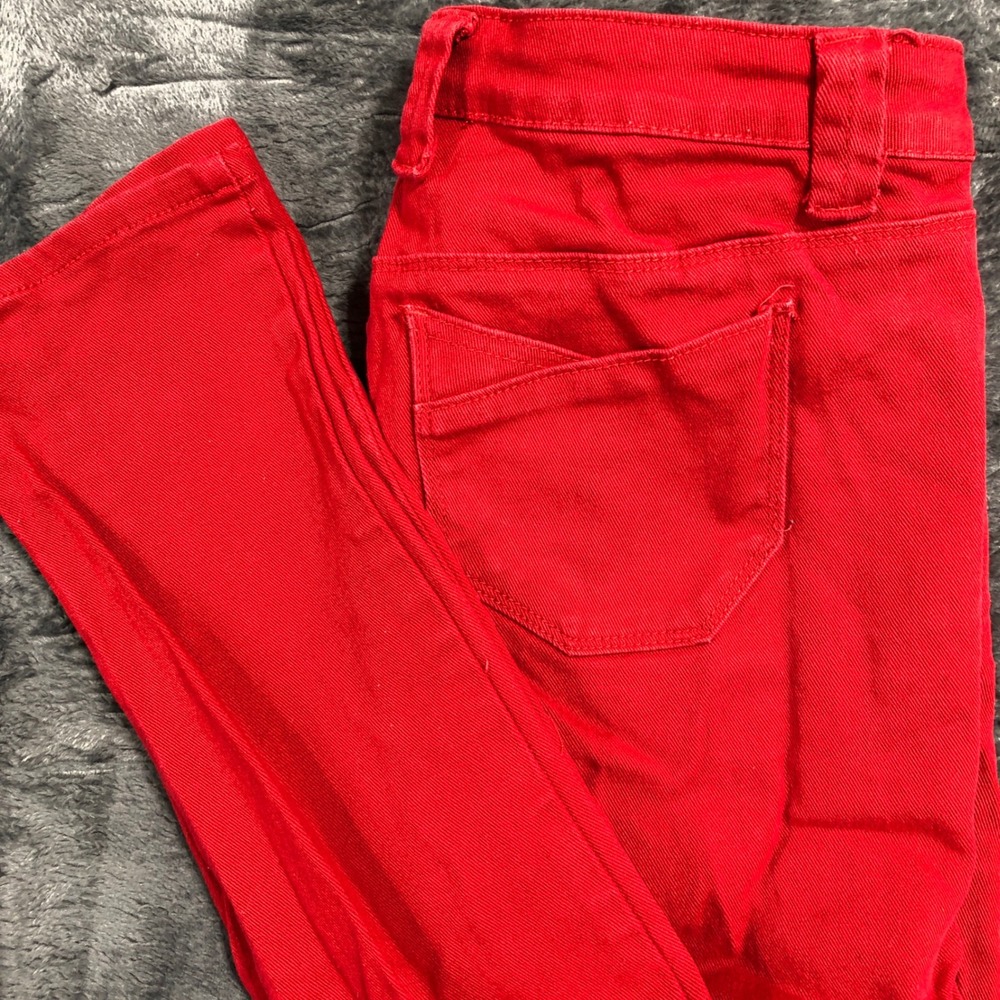 Blue Asphalt Skinny Pants Women 11 Red S901 Mid Rise Stretch Cotton Twill